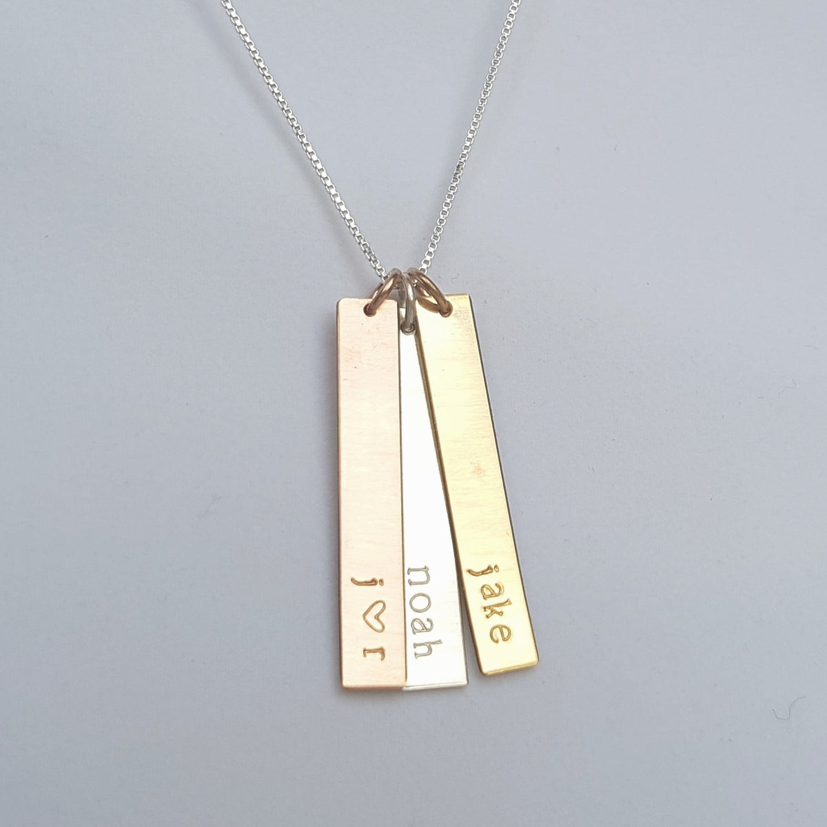 Personalized vertical gold bar on sale necklace