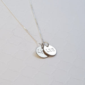 custom sterling silver necklace with tiny stamped discs