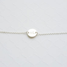 Load image into Gallery viewer, sterling silver initial disc on a rolo chain bracelet