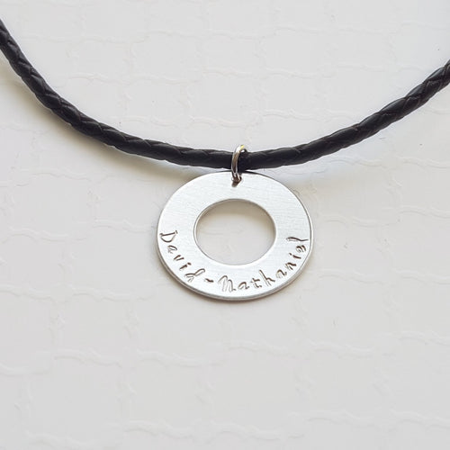 sterling silver custom men's washer necklace 
