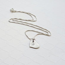 Load image into Gallery viewer, custom tiny heart initial necklace in sterling silver