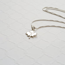 Load image into Gallery viewer, sterling silver maple leaf initial necklace 