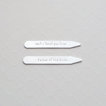Load image into Gallery viewer, custom sterling silver stamped collar stays