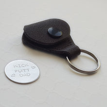Load image into Gallery viewer, custom sterling silver golf ball marker with leather keychain case