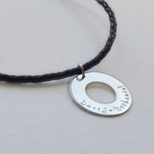 Load image into Gallery viewer, sterling silver dad&#39;s washer necklace with kids&#39; names
