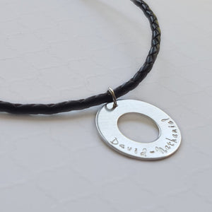 sterling silver dad's washer necklace with kids' names