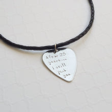 Load image into Gallery viewer, sterling silver 25th anniversary unisex guitar pick necklace