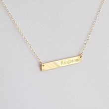 Load image into Gallery viewer, horizontal yellow gold name bar necklace