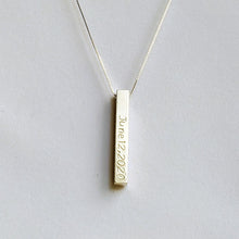 Load image into Gallery viewer, custom stamped 3d sterling silver bar necklace