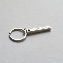 Load image into Gallery viewer, custom stamped 3d sterling silver bar keychain