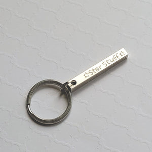 custom stamped 3d sterling silver bar keychain