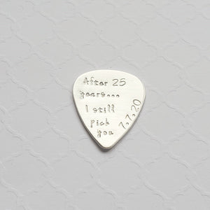 25th anniversary sterling silver guitar pick 