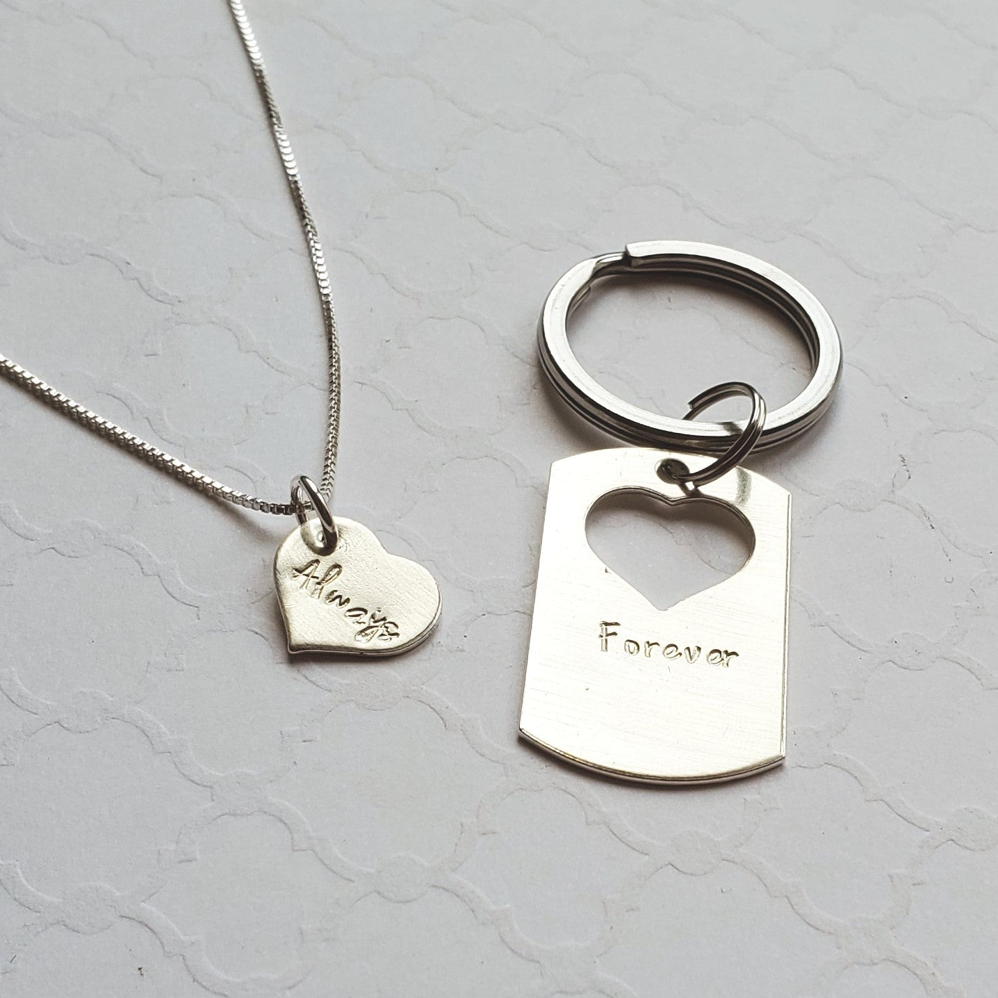 Couples dog tag necklace with cut hot sale out heart