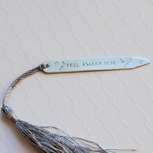 sterling silver bookmark with gray tassel