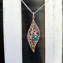 Load image into Gallery viewer, sterling marquis swirl leaf-shaped pendant with swarovski birthstone
