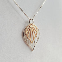 Load image into Gallery viewer, necklace with silver and gold palm leaf pendants