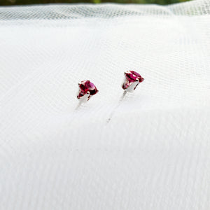sterling silver birthstone stud earrings with rubies