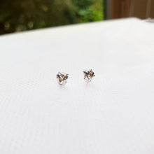 Load image into Gallery viewer, sterling silver birthstone stud earrings with white sapphires