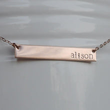Load image into Gallery viewer, horizontal rose gold name bar necklace