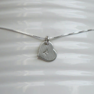 custom tiny heart initial necklace in sterling silver